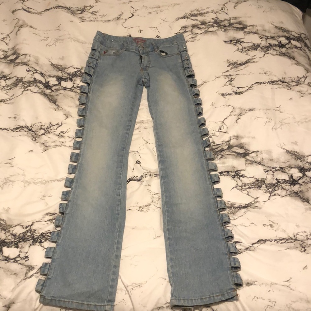jeans with cuts down the side